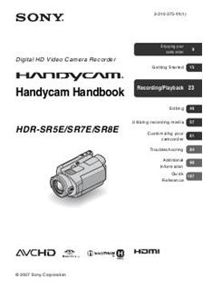Sony HDR SR 5 E manual. Camera Instructions.
